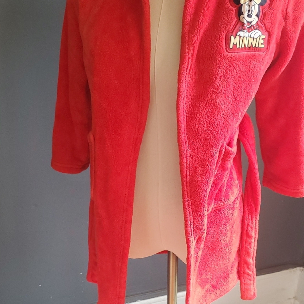 Disney Winnie Mouse Red Girls Robe with Hood Size 6-7 - Picture 8 of 12